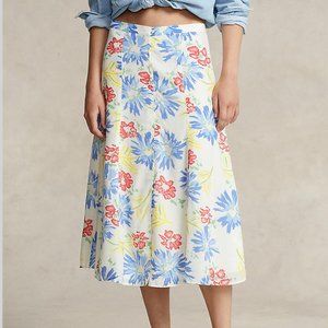 Polo Ralph Lauren Floral Crepe Midi Skirt